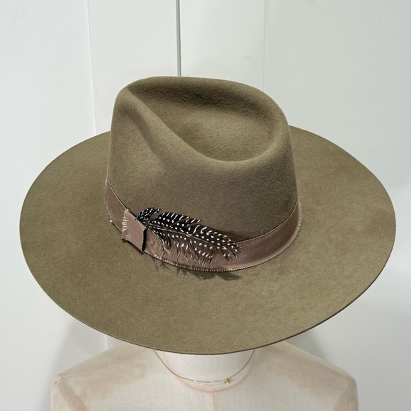 Lovely Bird Verona Antique Wool Feather Hat Medium Brown Festival Boho Coachella